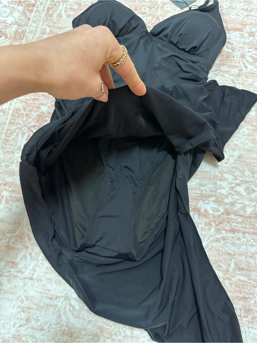 NEW 🖤Swim Black Ruched Swimdress - V-Neck - Picture 6 of 12